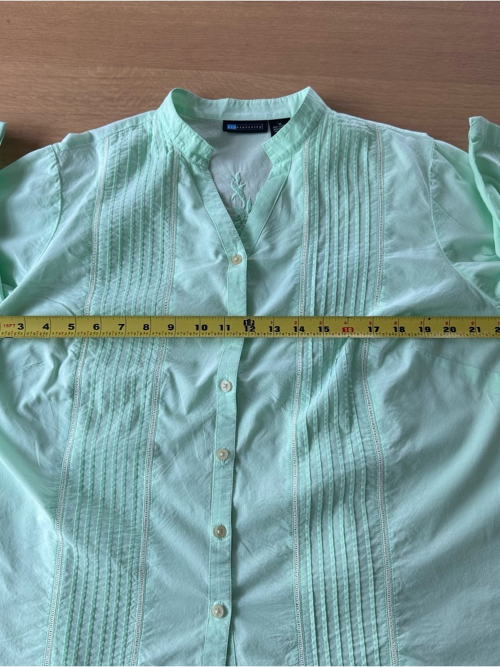 Vintage RELATIVITY 100% Cotton Mint Green Button up Embroidery Sz Plus 1X Boho - Picture 15 of 16